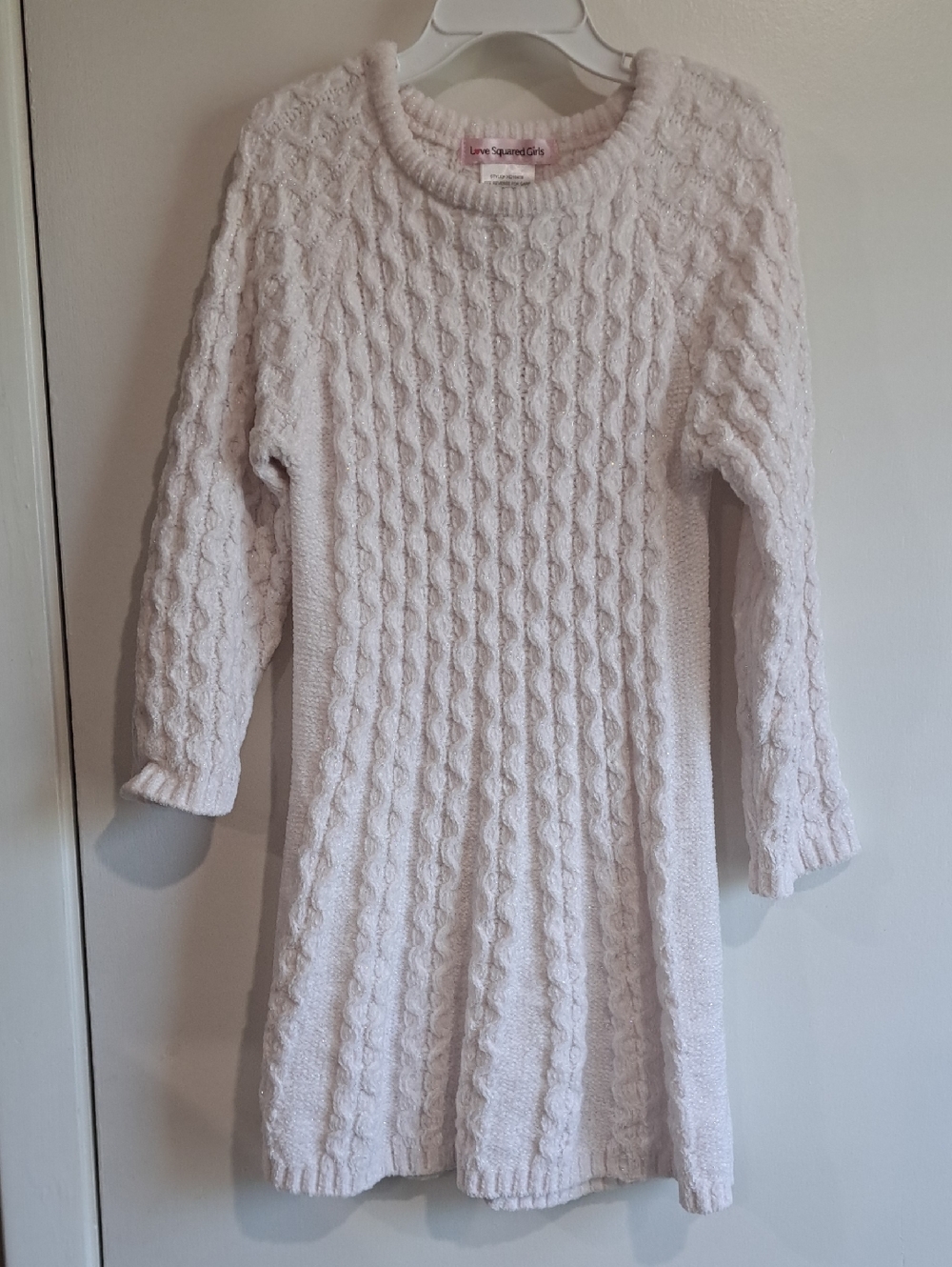 Love Squared Cable Knit Sweater Dress in Light Pink